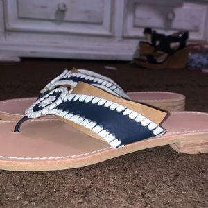 Navy blue and white Jack Rogers sandals